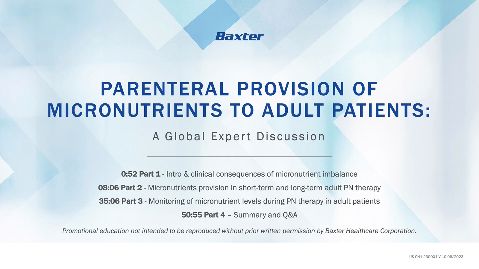 Preview of Parenteral Provision of Micronutrients to Adult Patients